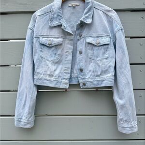 PacSun Light Blue Cropped Denim Jacket - Women's